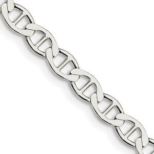 4.75mm Sterling Silver Hollow Flat Anchor Chain Necklace, 24 Inch